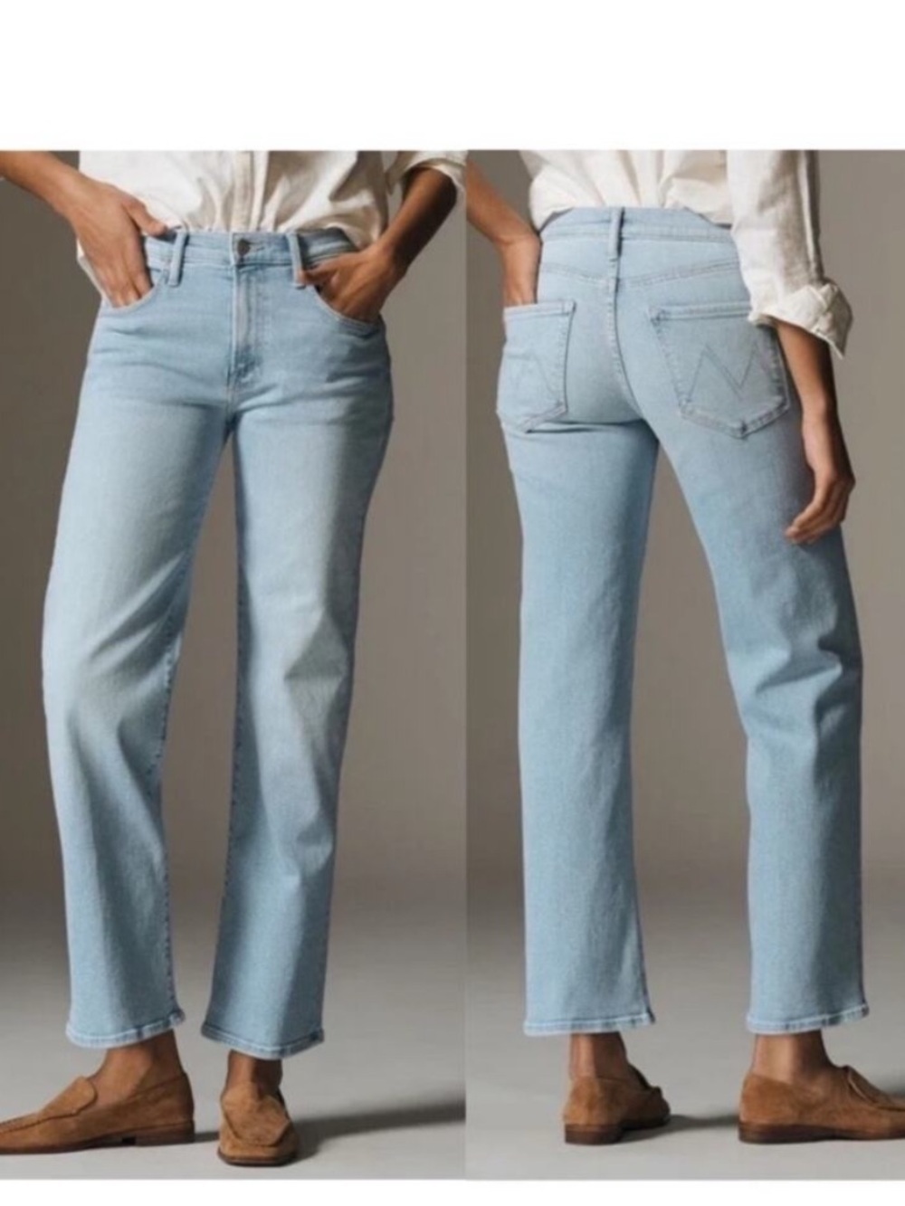 MOTHER Mid Rise Rambler Zip Ankle Ball's in Your Court Light Wash Size 32